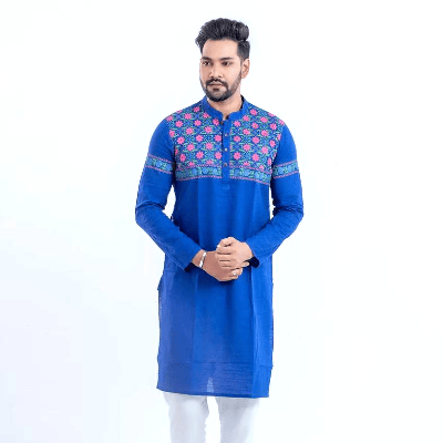 Men's Stylish Blue Color Cotton Panjabi
