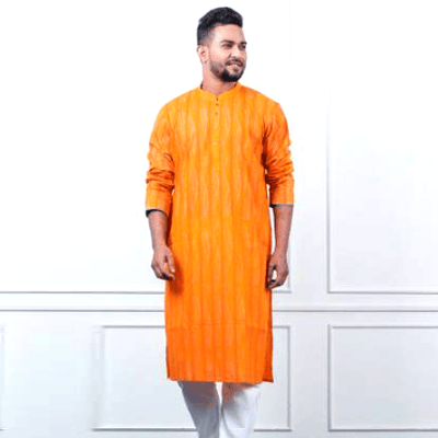 Orange color full steeves stylist panjabi